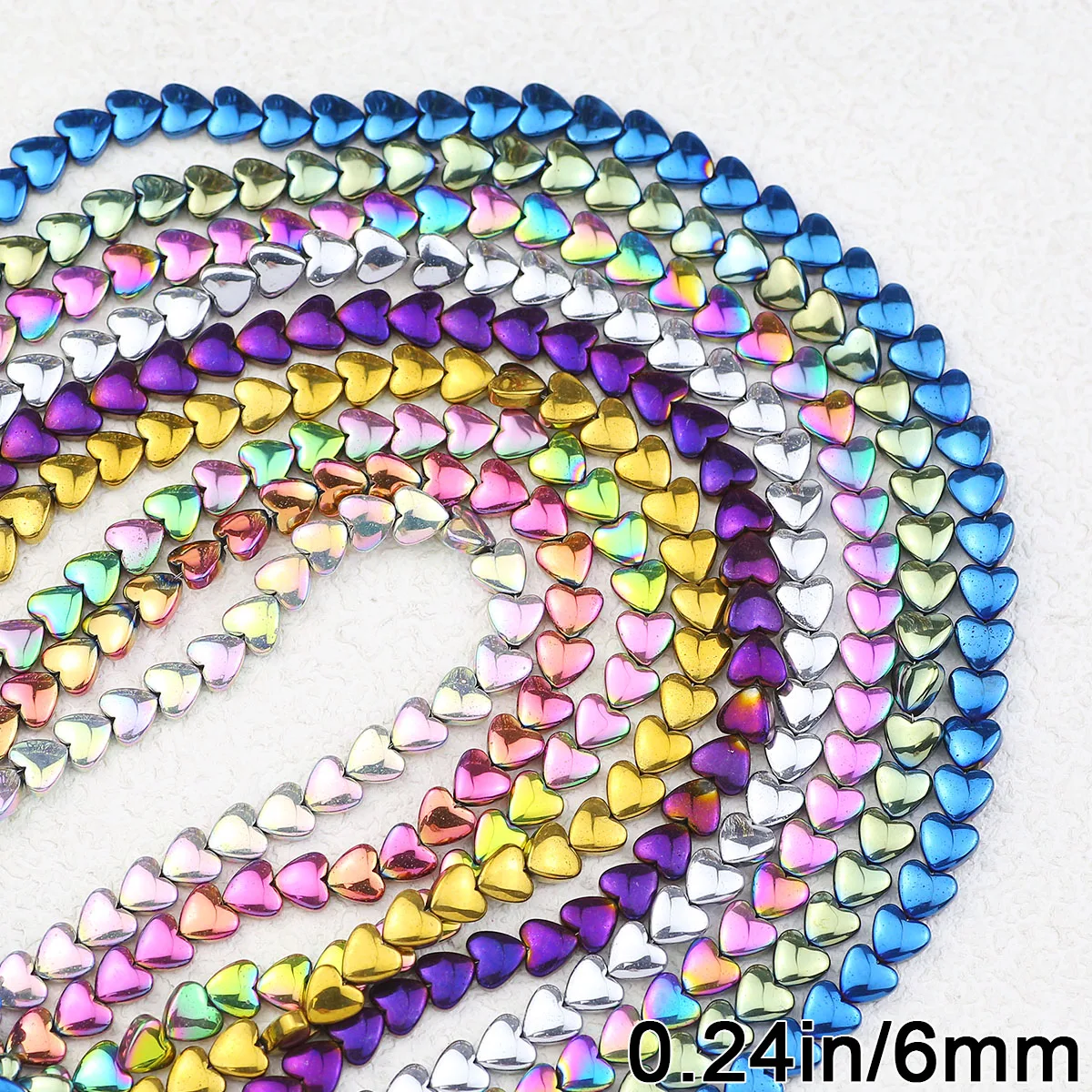 6 mm herzförmige 1 Strang bunte Hämatit Naturstein Spacer lose Perlen für DIY Schmuckherstellung Armbänder Halsketten Ohrringe
