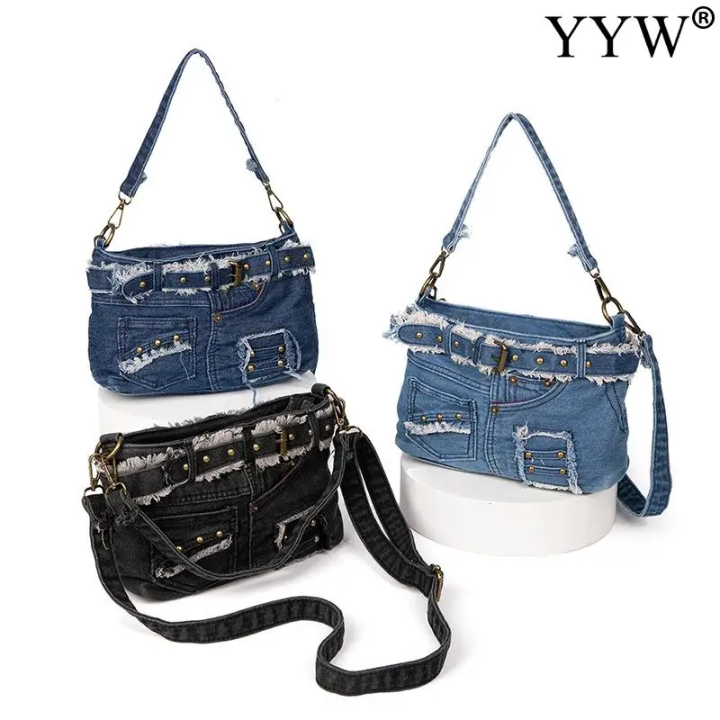 Casual New Fashion Denim Women Bag Lady Handbags Shoulder Messenger Bag Jeans Women Shoulder Bags Women\'S Tote Bag Cowboy Bags