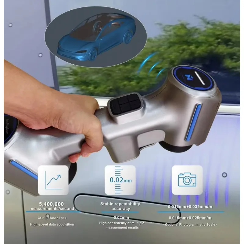 Wireless Handheld Blue Laser 3D Scanner High Precision Fast Scanning Lightweight Design for Efficient Data Collection