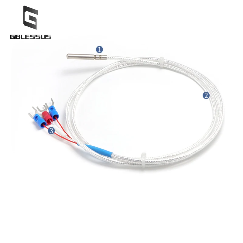 PT100 Temperature Sensor Thermal Resistance Probe 1/2/3/4/5M Measuring Line Resistant To High Temperature And Waterproof