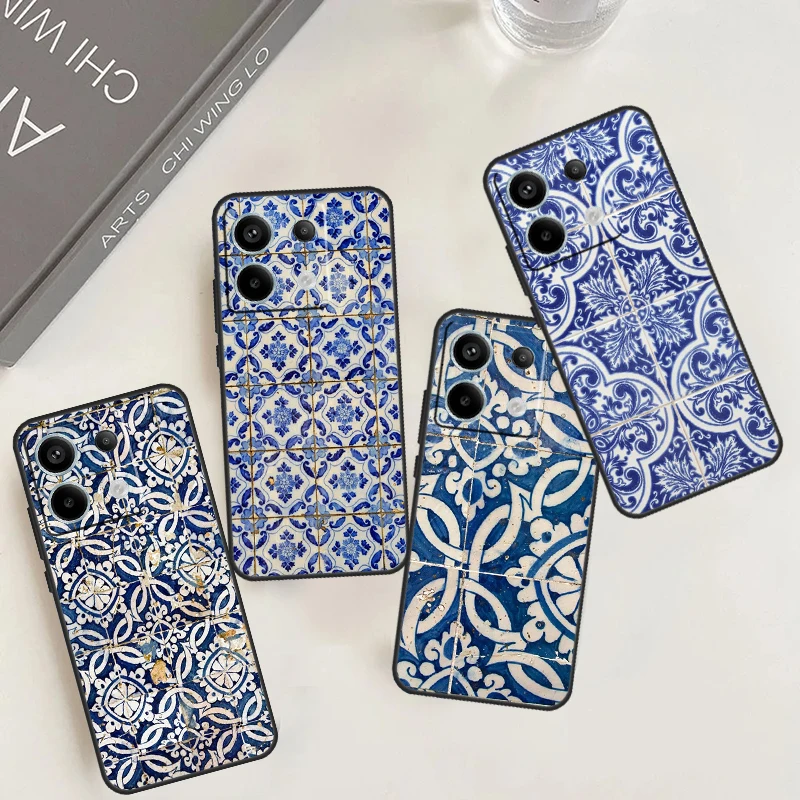 Portuguese Tiles Case For Redmi Note 13 Pro Note 12 9 10 11 Pro 9S 10S 11S 12S Redmi 9C 10C 12C 13C Cover