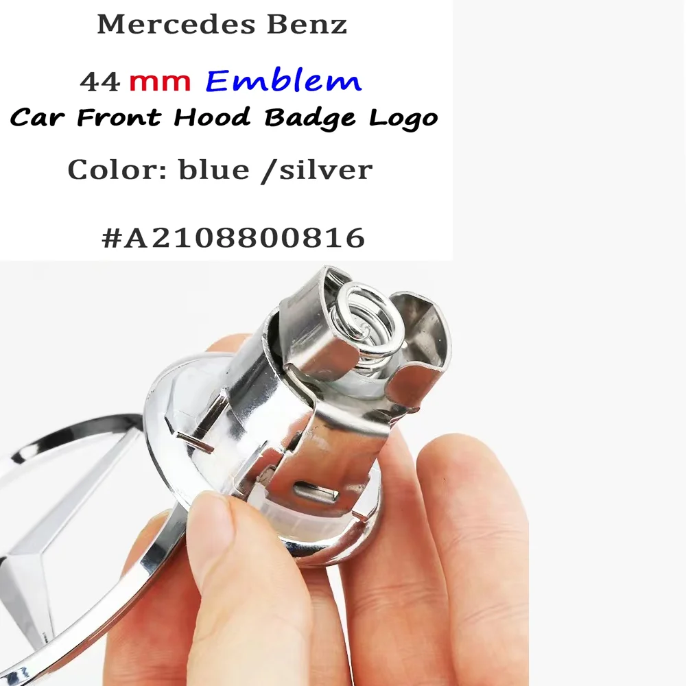 1 Stück 44mm Metall Chrom Schwarz Auto Motorhaube Emblem Logo für Mercedes Benz C E S Klasse W204 W212 W220 W210 W221 Zubehör – Detail 3
