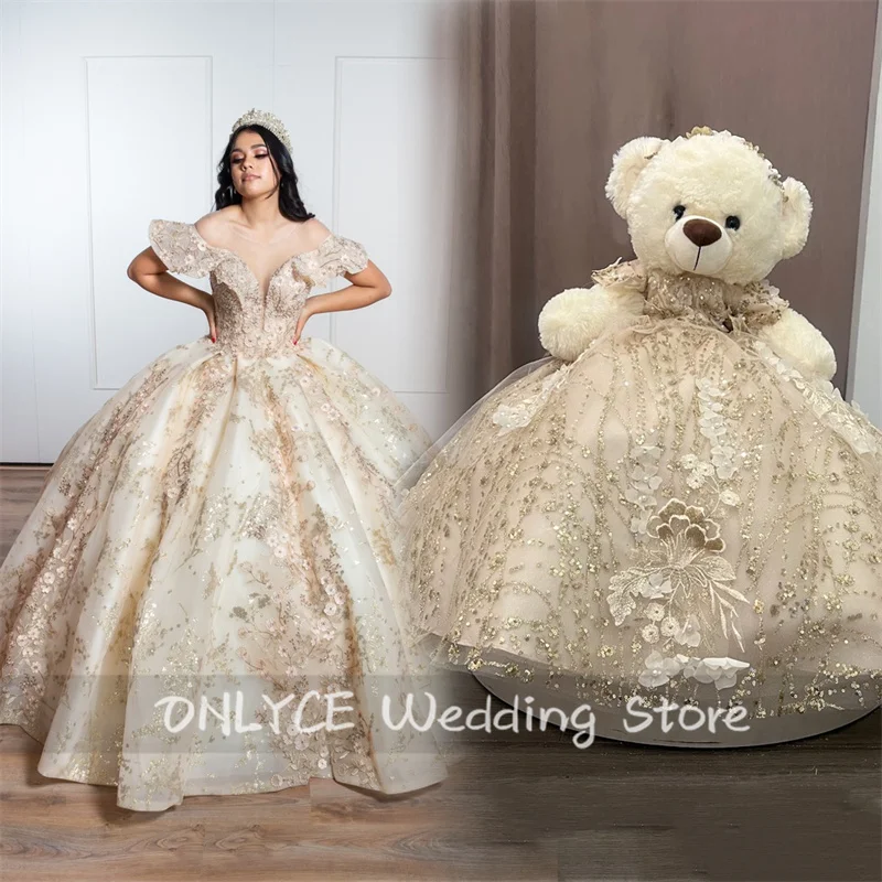 

Special Link For Personalized Quinceanera Teddy Bear Dress Flowers Appliques Crystals Beads Light Champagne