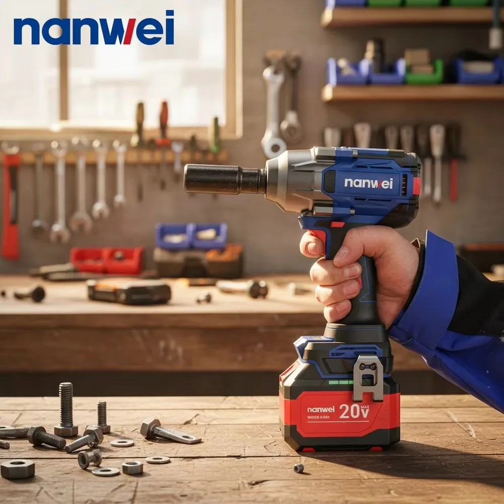 20V Cordless Impact Wrench 500N.m High Torque Battery Powered Power Tool For Auto Repair & Heavy Duty Fastening
