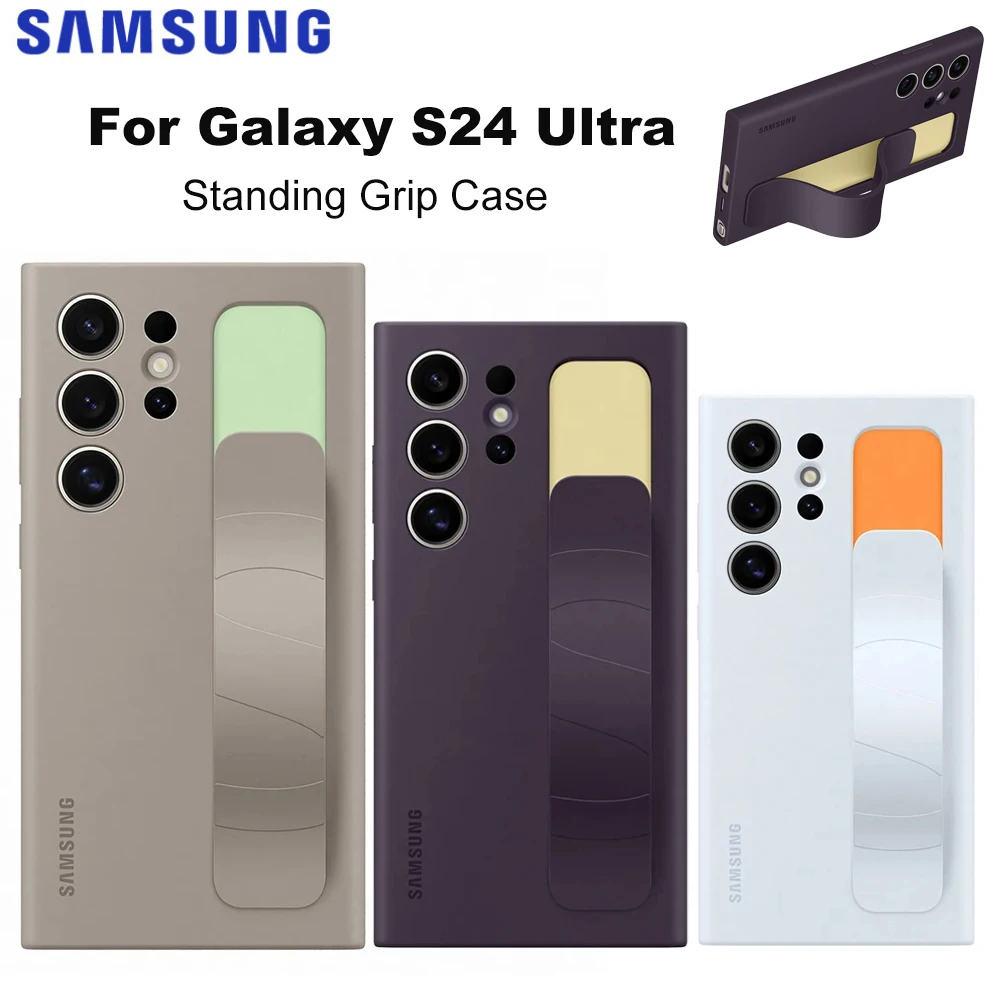 

New Phone Standing Grip Case For Galaxy Samsung S24 Ultra S24Ultra Standing Grip Case Soft Touch Shockproof Cover EF-GS928CUEG