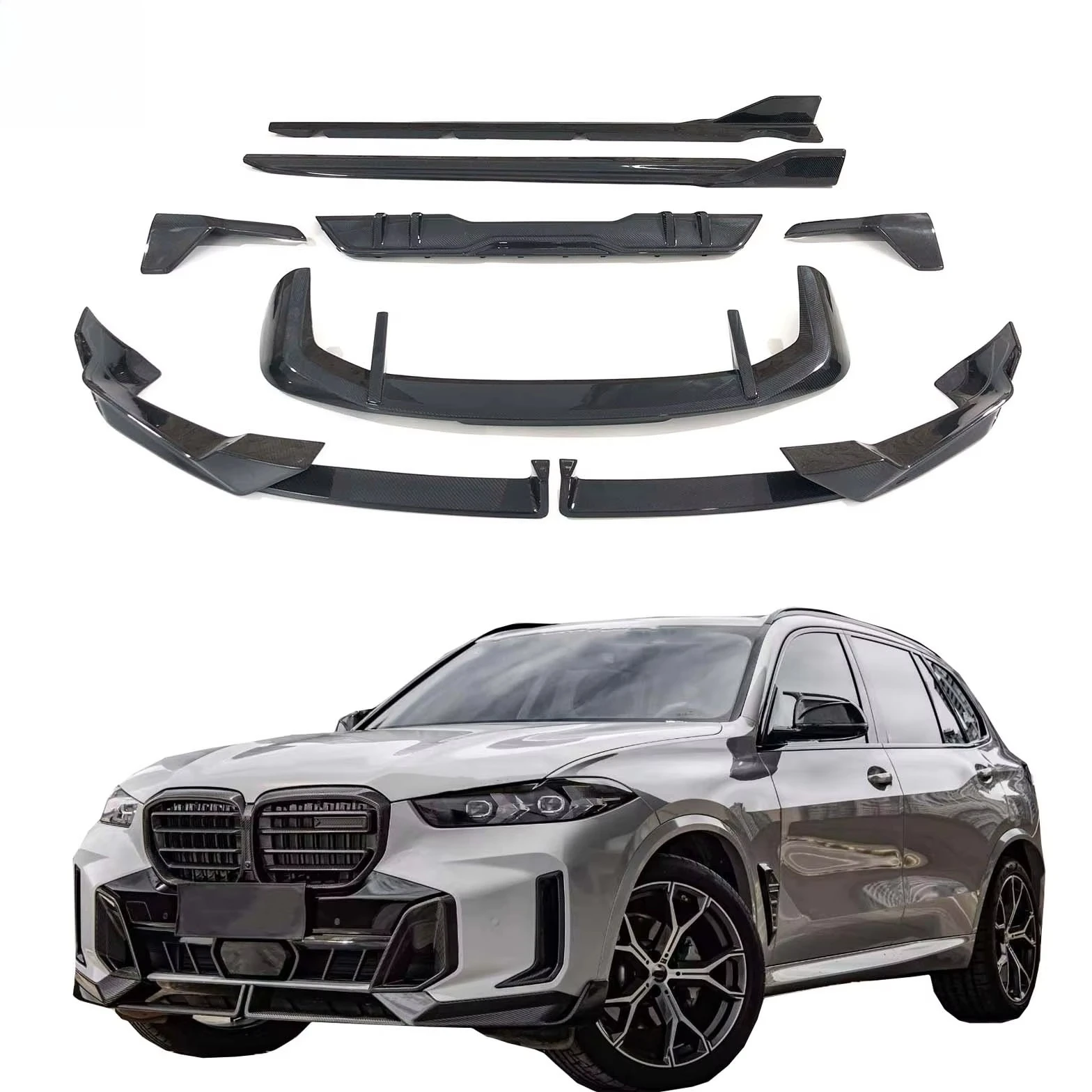 New High Quality G05 X5 MP Style Carbon Fiber Body Kit Spoiler Front Lip Diffuser Side Skirts Carbon Black Polished Finish for