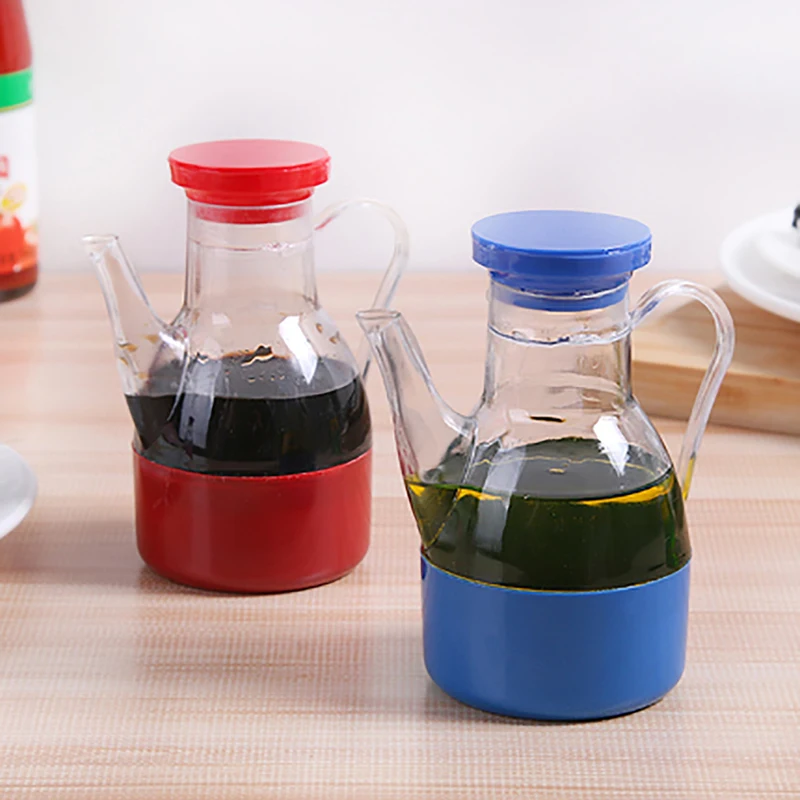 Transparent Leakproof Oil Can Bottle, Condiment Dispenser, Plastic Soy Sauce Vinegar Container, Kitchen Cruet