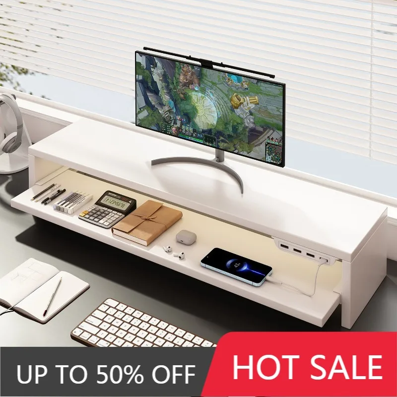 Desktop Computer Height Increasing Stand With USB Interface Display Elevated Racks Storage Drawer Computer Height Rise Rack