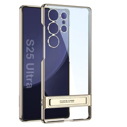Transparent Hard PC Shockproof Phone Cover for Samsung Galaxy S25 Ultra Case with Bracket