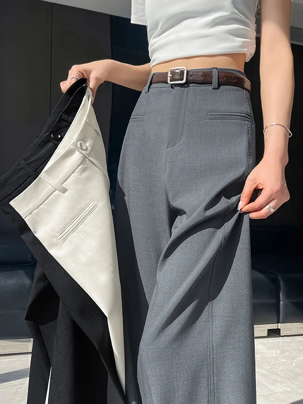 

High Waist Wide Leg Pants Women's Summer 2026 New Sle Slimming Loose Straight Drapey Floor-Length Suit Trousers