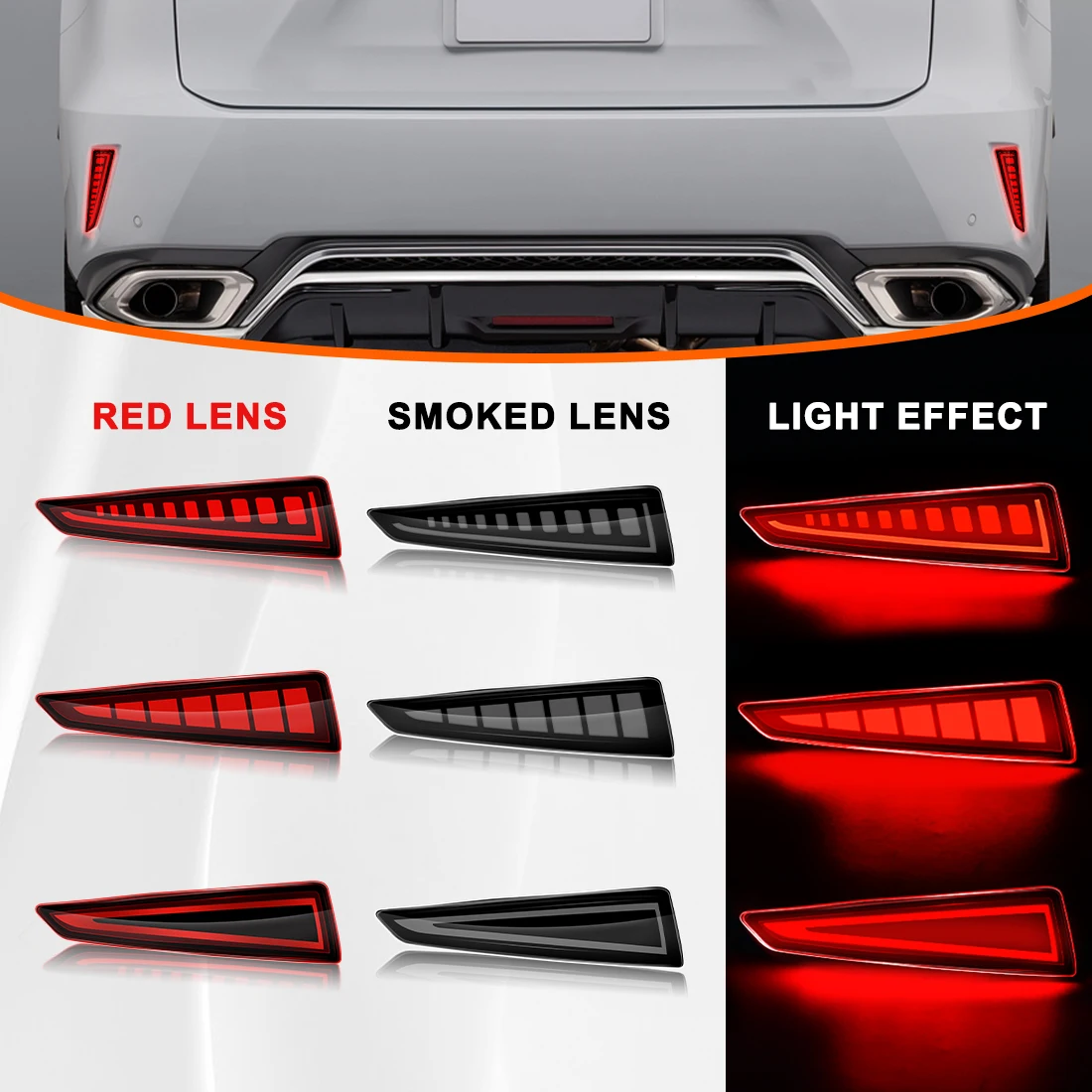 

For Lexus RX Car Rear Bumper Lamp 2016-2019 Smoked/Red Lens DRL Daylight Turn Signal Start up Animation Taillight Car Accessory