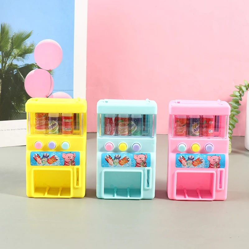 Coin-Operated Vending Machine Kids Simulation Self-Service Vending Machine Mini Coins Drinks Play Toys For Kids Boys And Girls