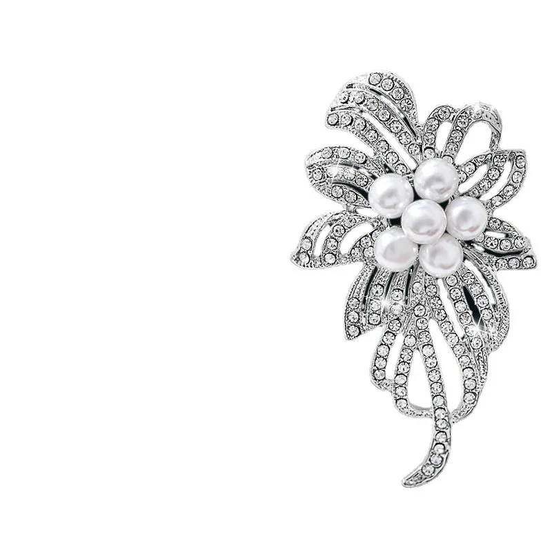 Chimcrystal-Broche Fleur Perle Strass Brcorporelle pour Femme, Ensemble de Broches Designer, Accessoires pour Vêtements, Bijoux de ix, Cadeaux de