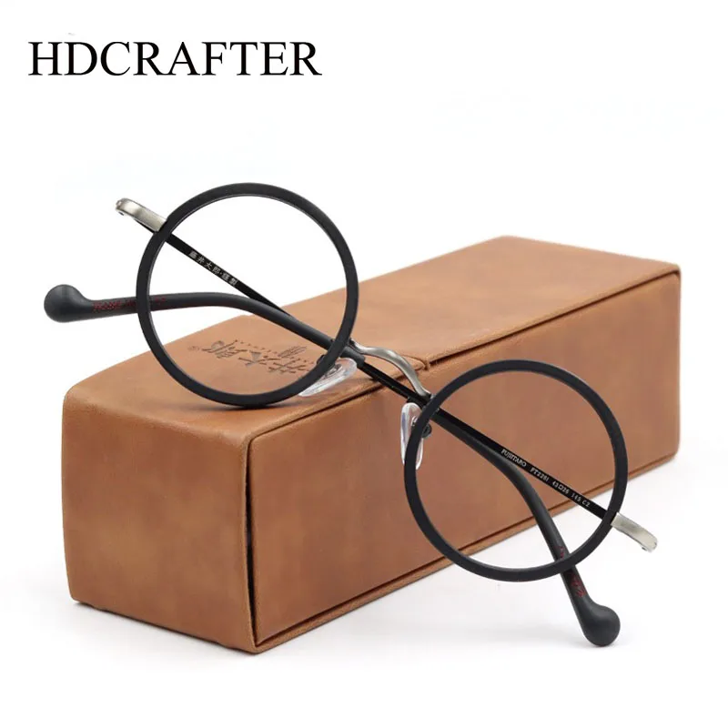 

HDCRAFTER Pure Titanium Glasses Frame for Men Retro Round Prescription Reading Eyeglasses frames Women Myopia Optical Eyewear