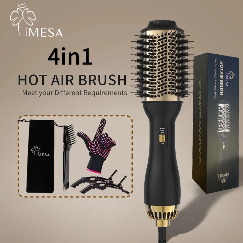 iMESA One-Step Hot Air Brush&Volumizer Hair Dryer and Hair Styler New Black Golden Hair Curler Brush