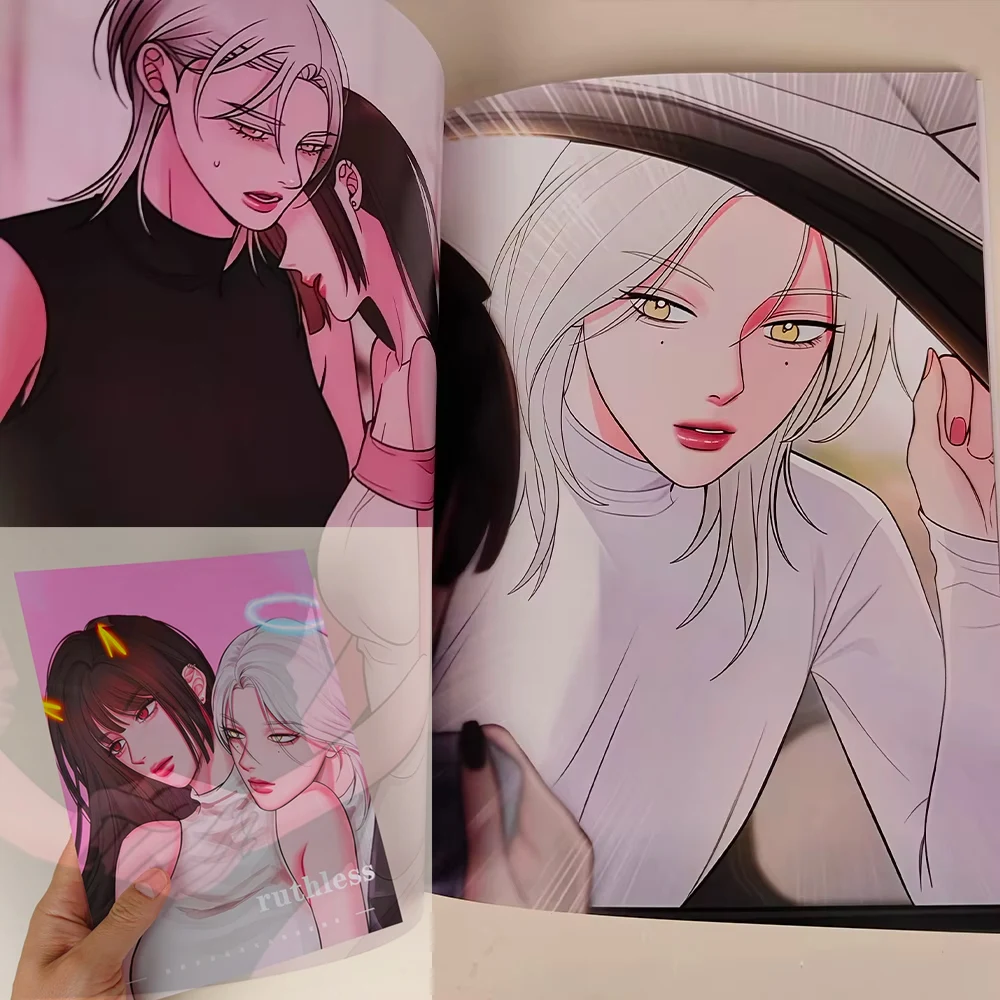 

1 Book Ruthless Art Collection Illustrations Artwork Album books Character Role photos Manhwa Comic small Badge lomo card