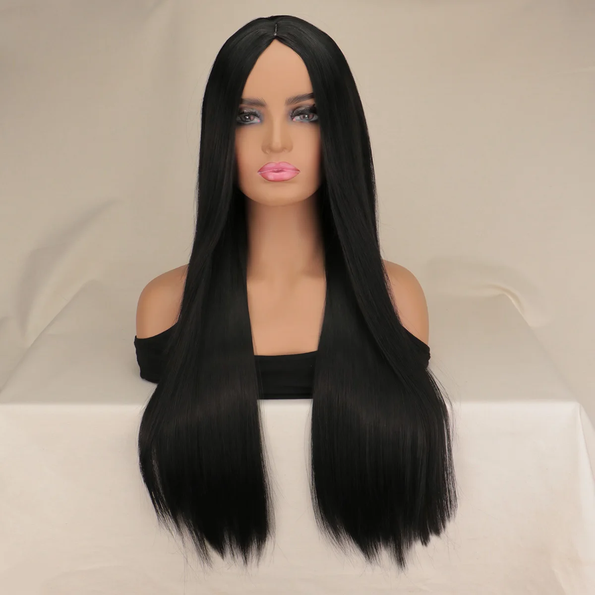 SuQ Women\'s Long Straight Wig Hair Synthetic Natural Cosplay Party Middle Part Line Heat Resistant Daily Fashion Wigs