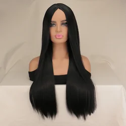 SuQ Women's Long Straight Wig Hair Synthetic Natural Cosplay Party Middle Part Line Heat Resistant Daily Fashion Wigs