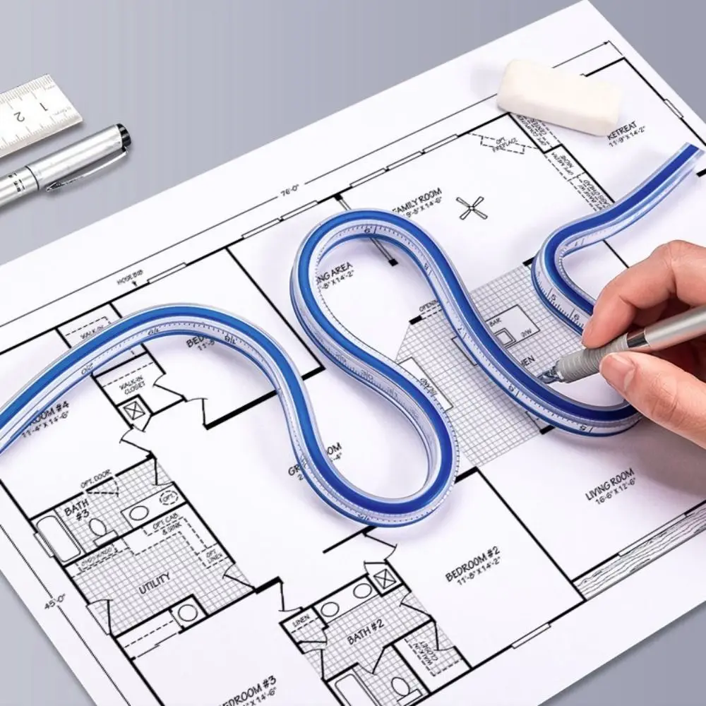 30cm cancelleria strumento di disegno misurazione ufficio disegno disegno righello di divisione righello a serpentina righello curva flessibile