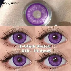 Bio-essência 2 pçs lentes de contato coloridas roxo olhos grandes anual cosplay azul verde contato cosmético helloween maquiagem macia alunos