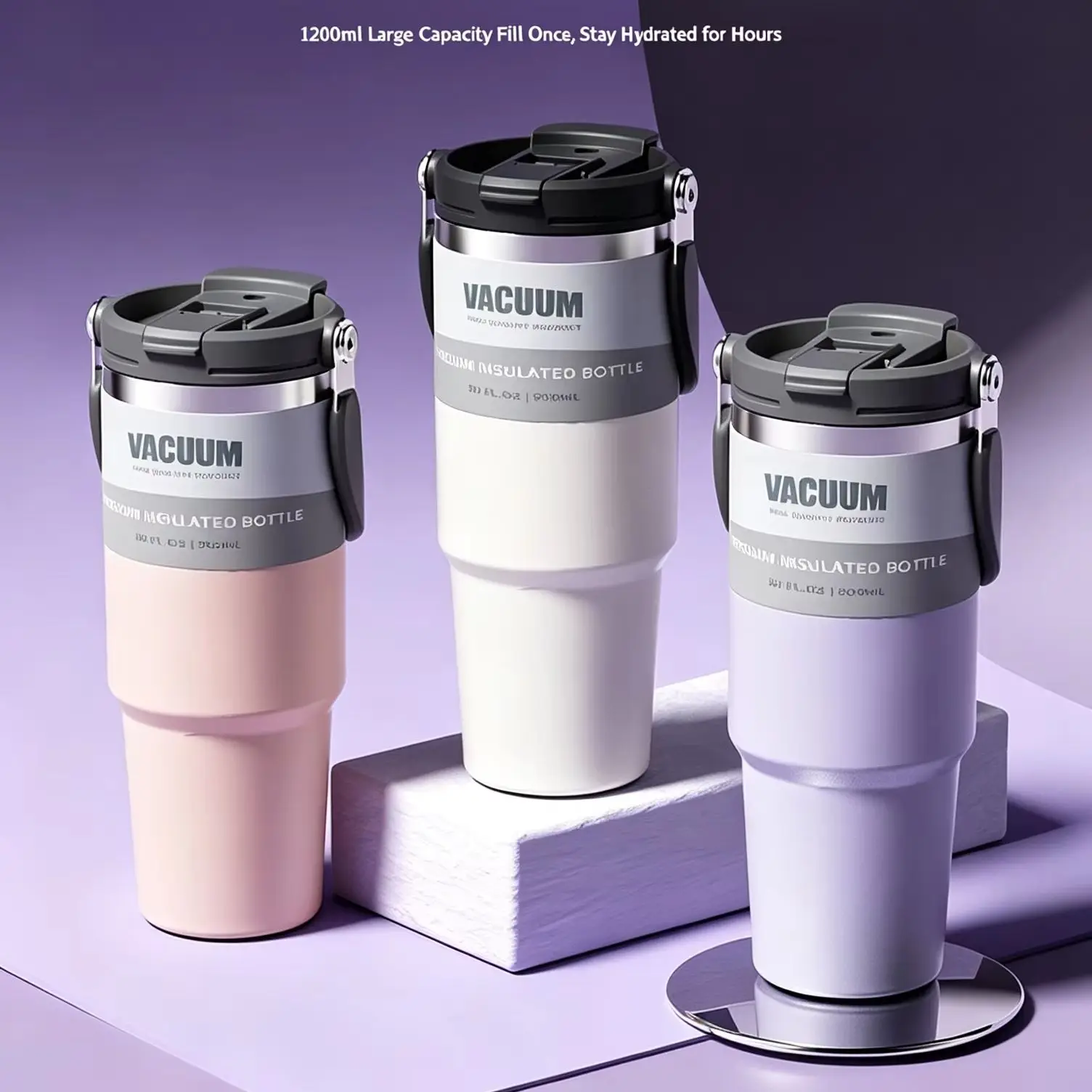 Car Thermal Mug Extra Large Capacity 900/1200ml Stainless Steel VacuumThermal Mug Handheld Portable Outdoor&Sport Water Cup