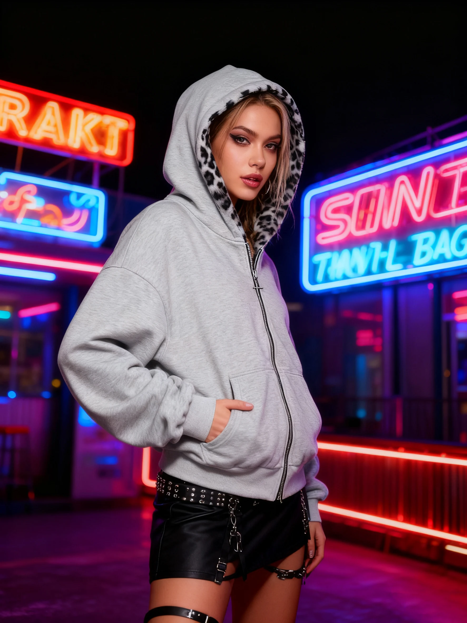 

Autumn Winter Women's Hooded Jacket Faux Fur & Leopard Print Streetwear Zip-Up Coat Casual Fashion Warm Outerwear Trendsetters