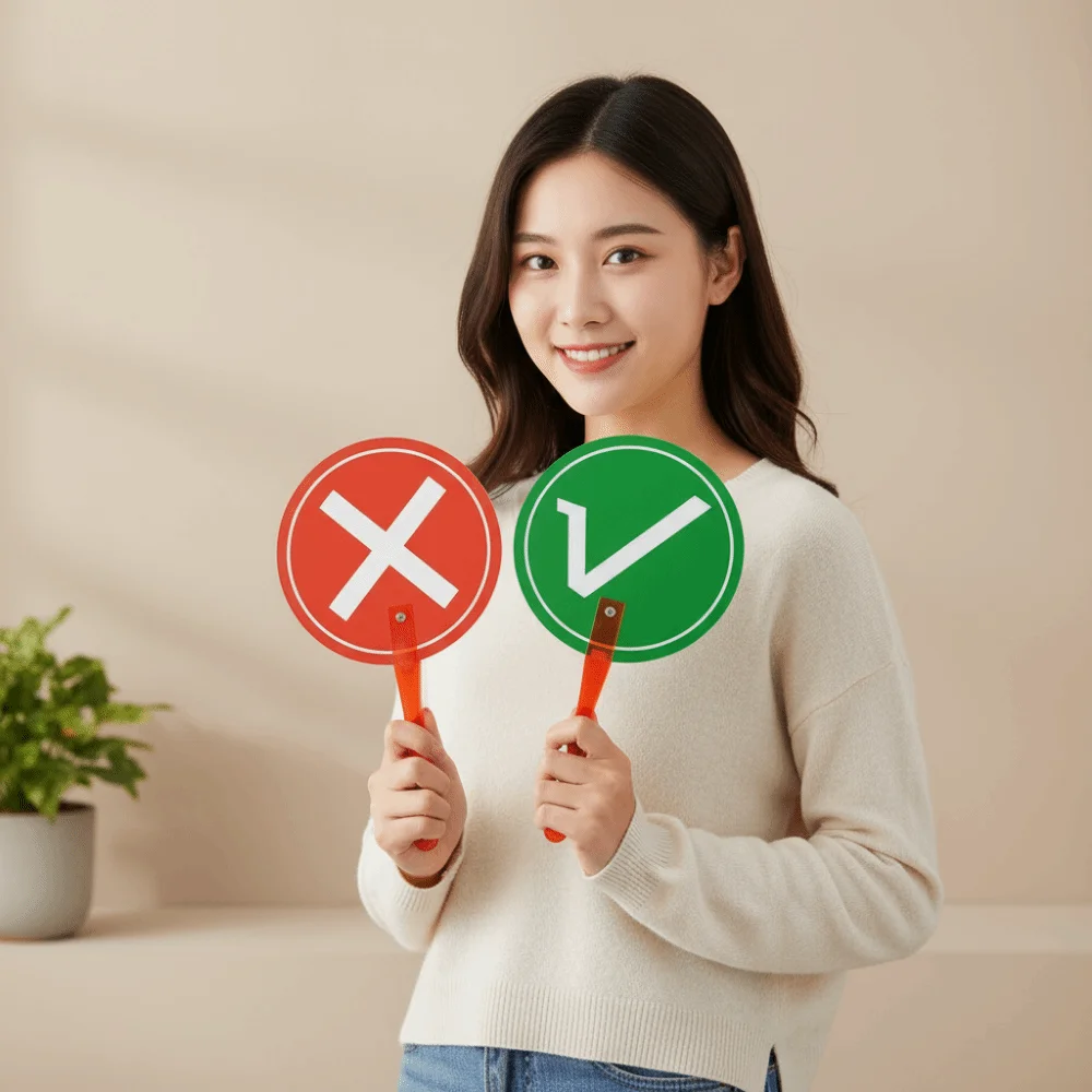 5Pcs Dual Sided Travel Transition Judgement Board True/False Lightweight Yes No Paddle Fan Reusable Ergonomic