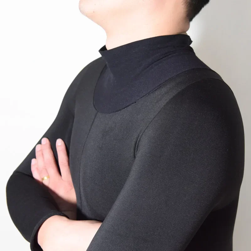 Body Unisex de manga larga con cuello alto y forro polar cálido, funda para pene, medias con abertura en la entrepierna, mono, lencería de invierno