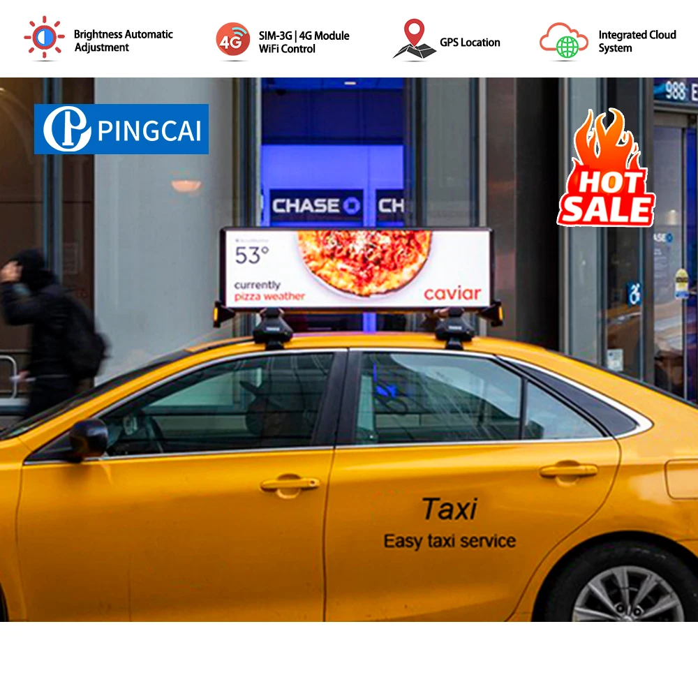 

Лидер продаж: гибкая светодиодная панель для автомобиля 3G 4G Wi-Fi такси на крыше светодиодный дисплей/светодиодный экран рекламы автомобиля/цифровой рекламный знак такси