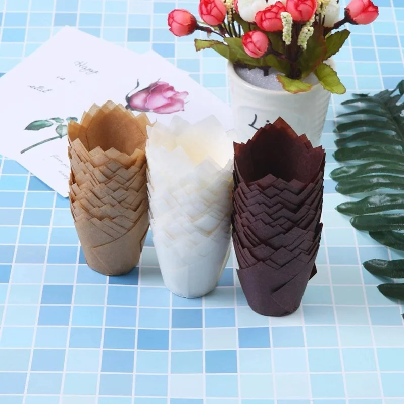 150 Pieces Mini Baking Cups Tulip Baking Cups Cupcake Liners Muffin Liners For Wedding Birthday Parties 8*5.5