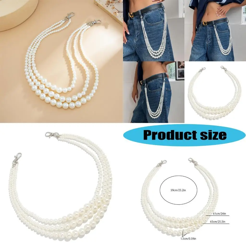 

652F Hip Hop Punk Side Chain On Jeans Pants Handbag for Girls Edgy Body Chain Trousers Street Clothing Jewelry