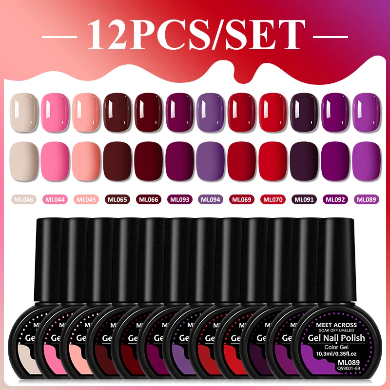 

12pcs 10.3ml Gel Nail Polish Set HEMA TPO FREE Semi Permanent Nail Art Soak Off LED UV Gel Nail Varnishes Nail Supplies Vernis