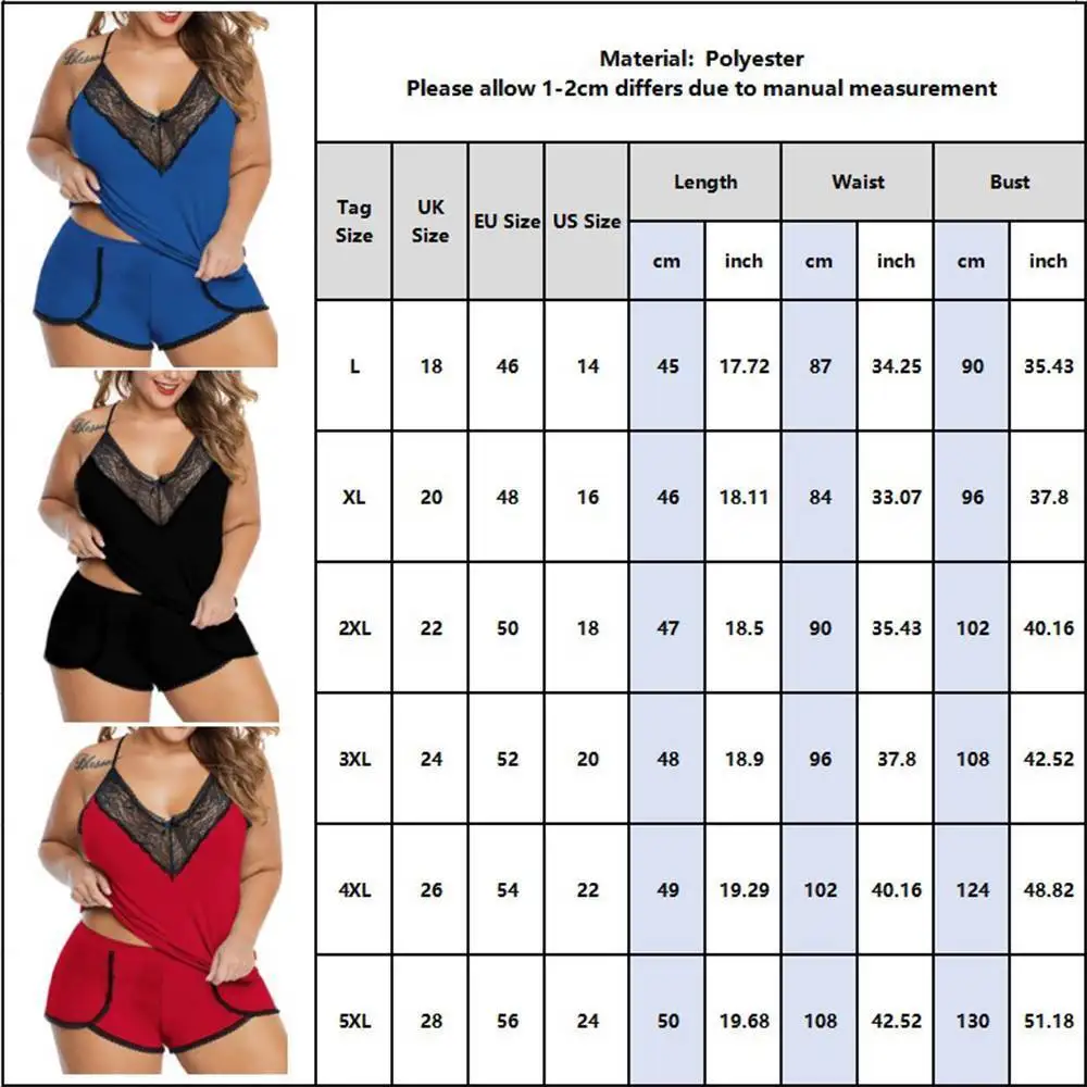 Plus Size Lace Camisole Tops+Short Pants 2023 Oversized Women\'s Solid Sex Lingerie Set For Female Casual Underwear Sleepwear