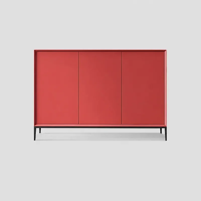 Italian Minimalist Rice Gray Shoe Cabinet Home Storage Porch Cabinet Door Integrated Partition Ultra-thin Design