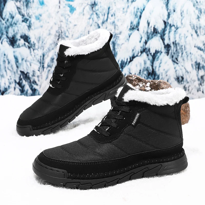 

Winter Men's Boots Warm Plush Men's Snow Boots High Quality Winter Non-Slip Sneakers Work Shoes Outdoor Men's Hiking Ankle Boots