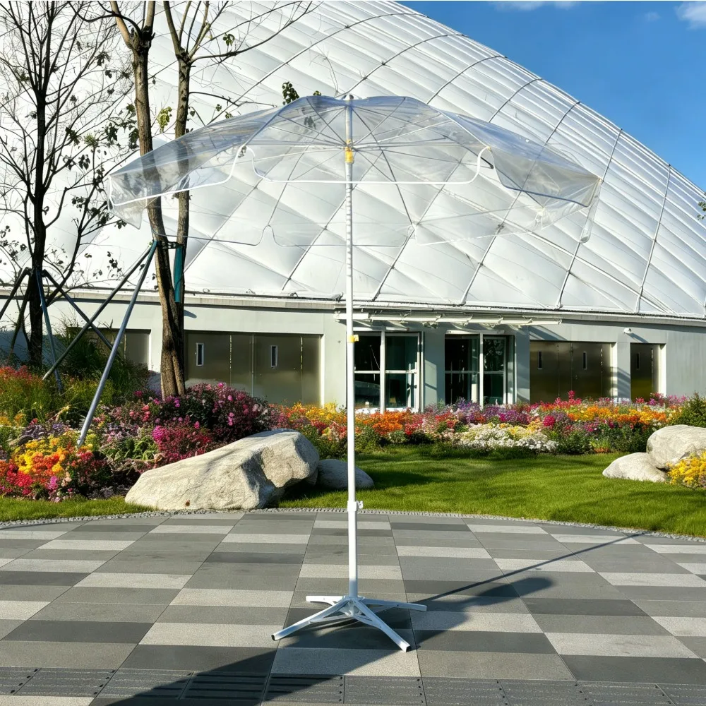 Extra Large Transparent PVC Umbrella Heavy Duty Rain Shelter Scratch Resistant for Market Stall Beach Fishing Garden 투명 우산