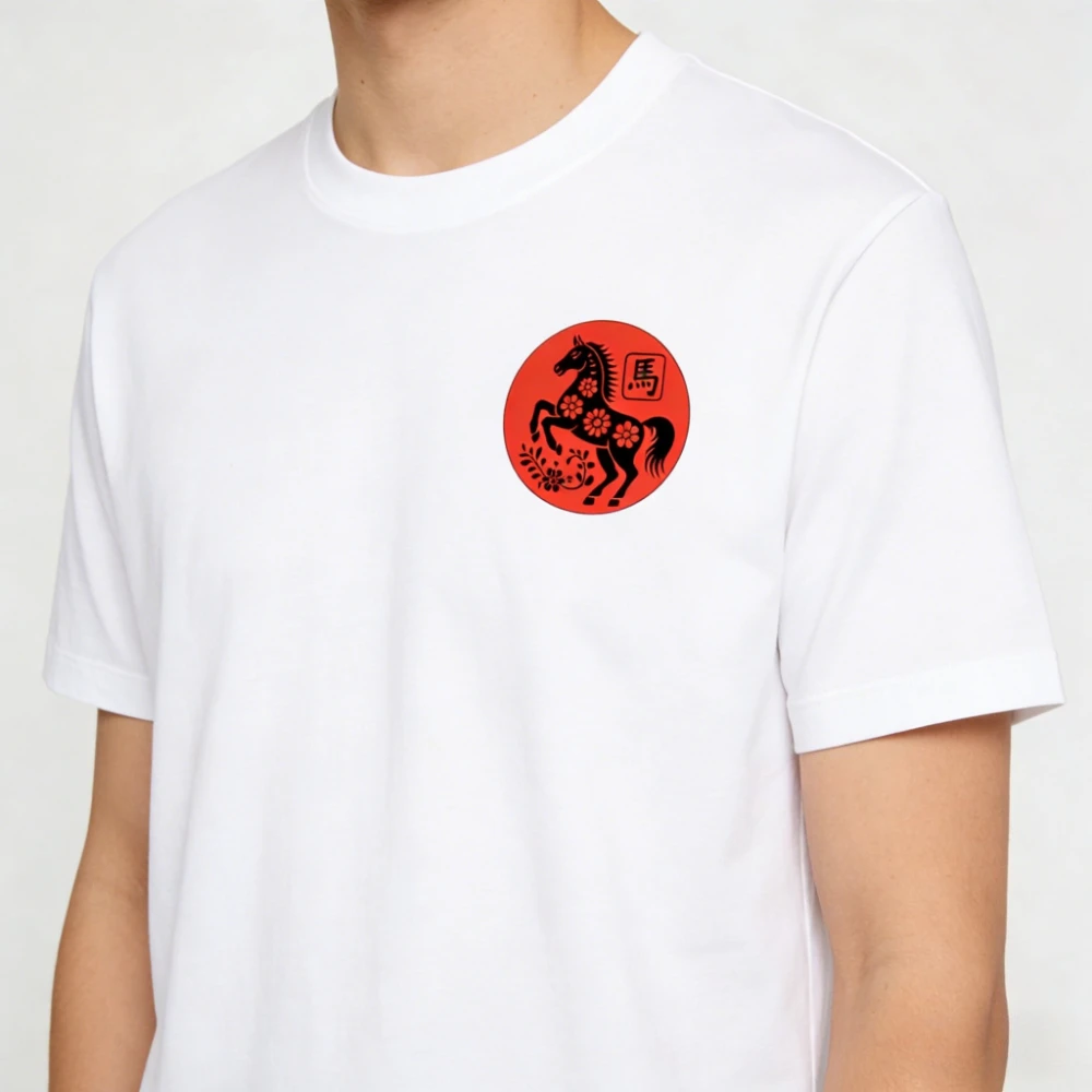

Red Horse Chinese Zodiac Tshirt Lunar New Year 2026 Fire Horse Shirt Men Women Daily Life Casual Crewneck Cotton Tee Tops