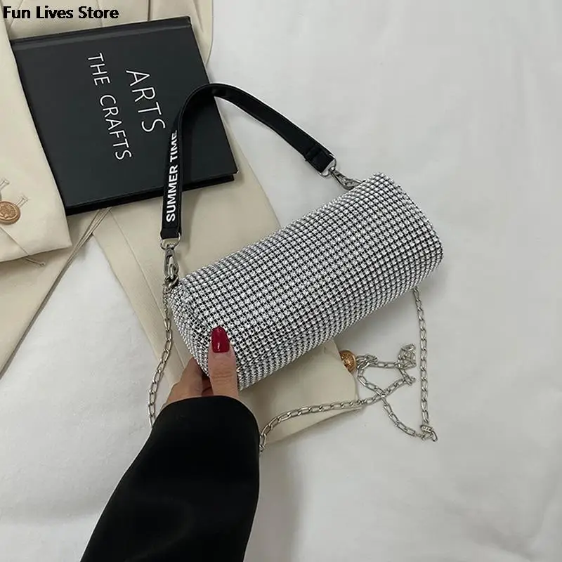 Trendy Rhinestone Shoulder Bag Women Luxury Brand Totes Purse Diamond Shiny Handbags Lady Elegant Crossbody Bags Party Clutches