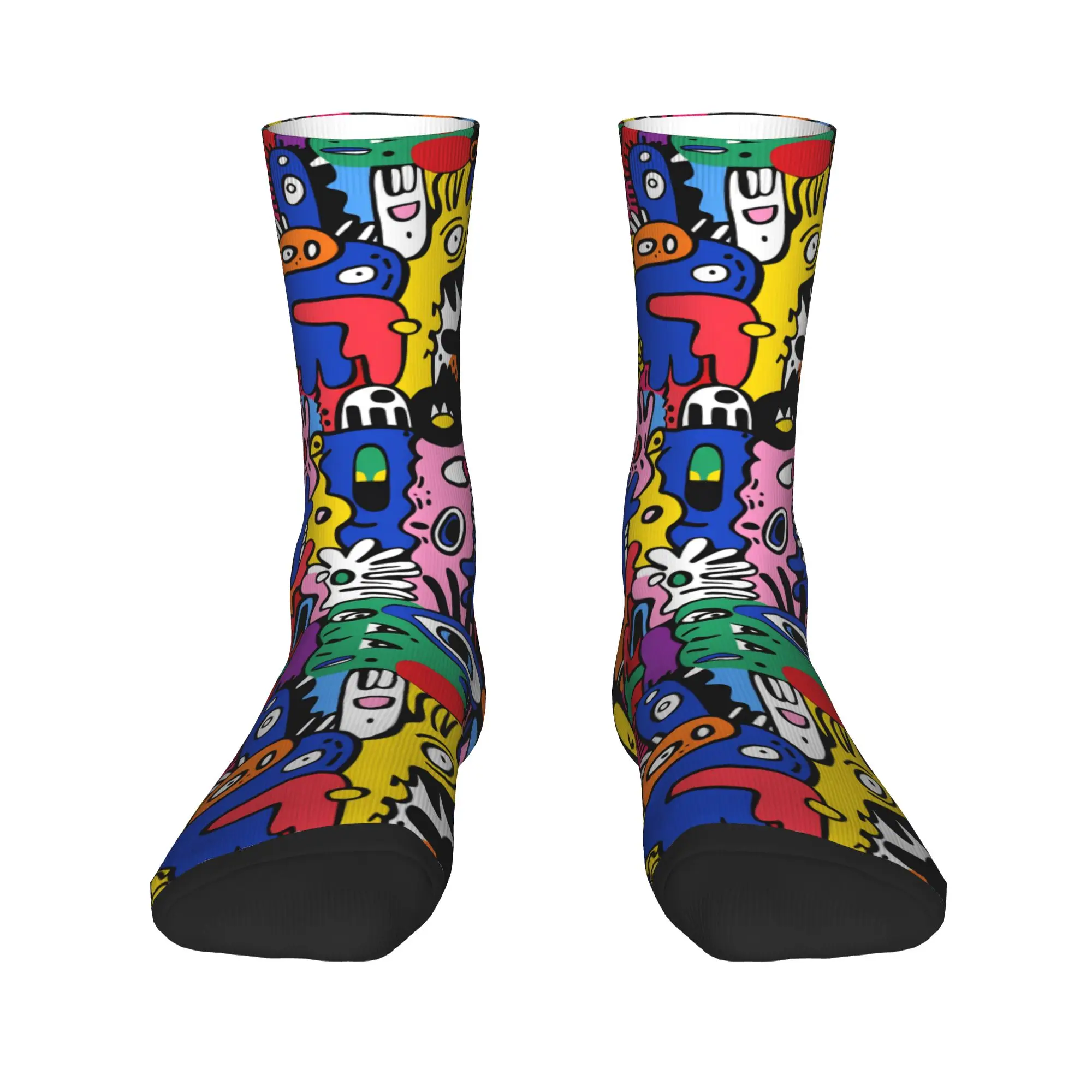 Abstract Cartoon Graffiti Stockings  Custom Leisure Socks Autumn Anti-Slip Socks Men Running Quality Socks