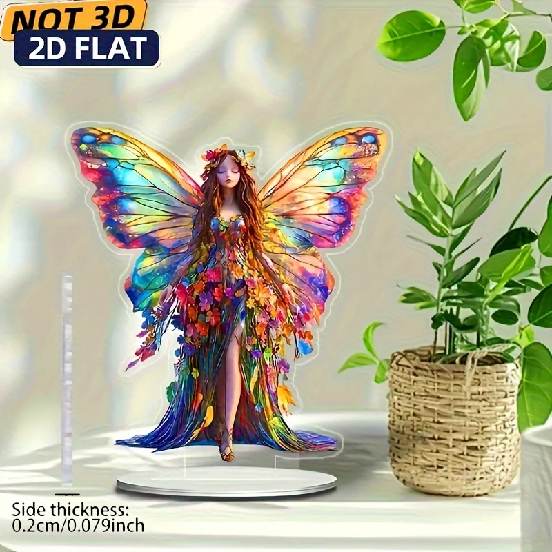 2D Flat - 2D Plane, Acrylic Butterfly Fairy Statue - Bohemian Style - Multifunctional Indoor Decoration - Suitable for Home And