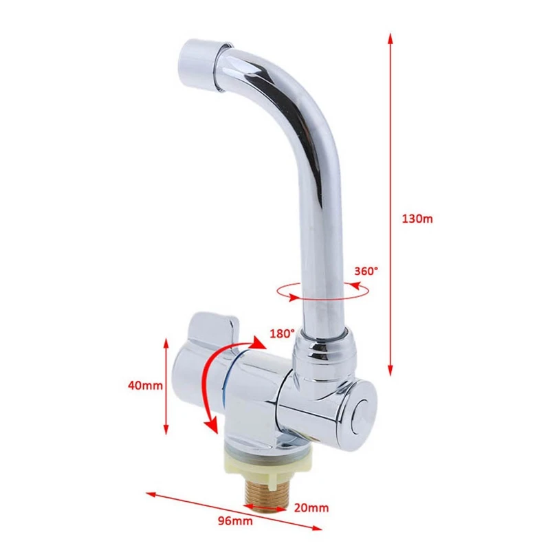 Foldable RV Faucet 360 Degree Rotation Bathroom Kitchen Single Cold Water Copper Basin Faucet For RV Marine Boat