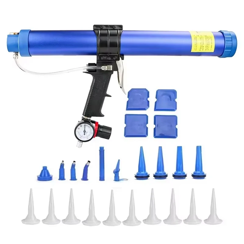 SUBAO Pneumatic Sealant Gun 310ml 600ml Air Valve Silicone Sausages Caulking Tool Nozzle Glass Rubber Grout Construction