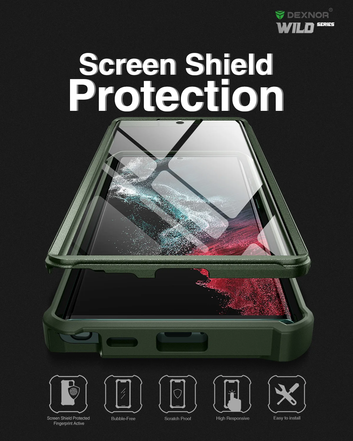 For Samsung Galaxy S22 Ultra 5G Case Full Body Bumper Military Grade Armor Shockproof Shell Cover with Built in Screen Protector