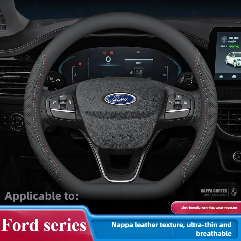

Leather Car Steering Wheel Cover for Ford Territory Taurus Explorer Transit Everest Ranger Raptor Kuga Maverick 2024 2025 2026