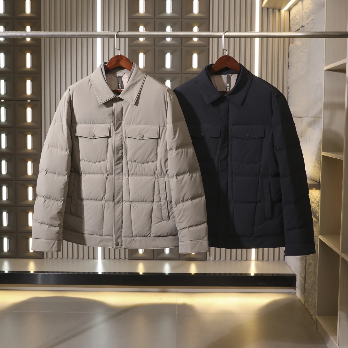 

Busin Casual Men's down Jaet 90% Du down Full Body Glued Windproof And Water-resistant Faion Urban Sle Long Sve...