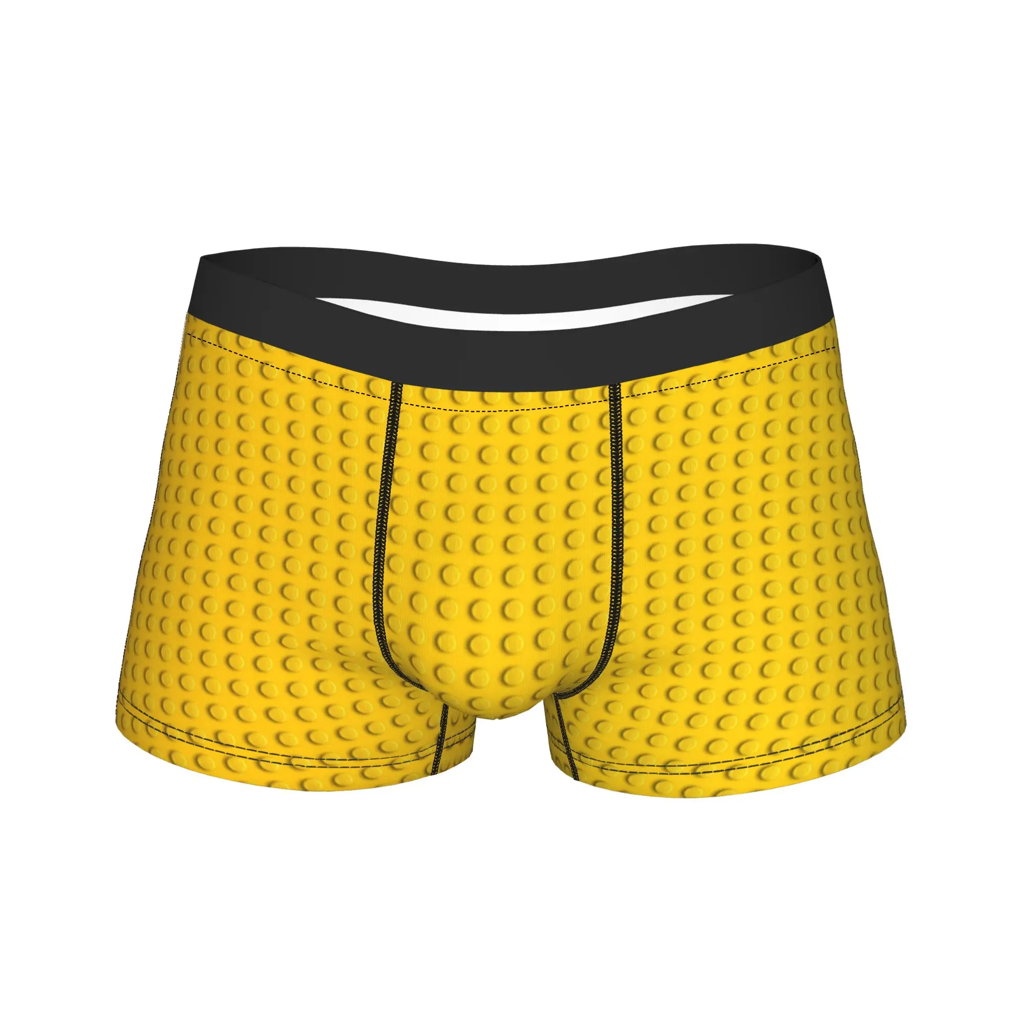 Yellow Building Brick Pattern Underwear Legos Texture Print Boxershorts Trenky Men Underpants Sexy Soft Shorts Briefs Gift