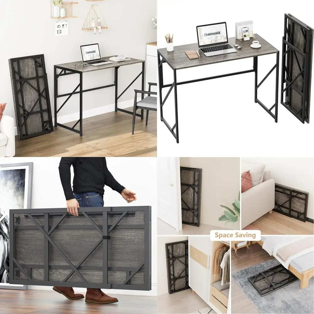 

Compact Foldable Writing Desk for Home Office, Space-Saving Folding Computer Table for Small Rooms