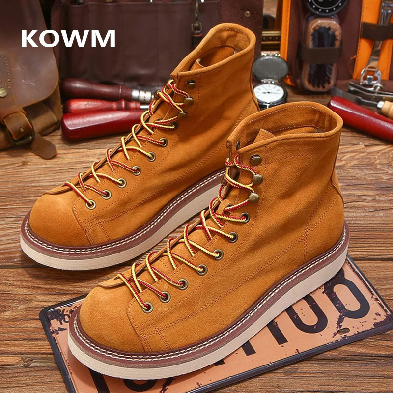 

KOWM cowhide Hiking Shoes men Waterproof outdoor walking Boots Desert Camping Sneakers Ankle Trekking Shoes casual travel boots