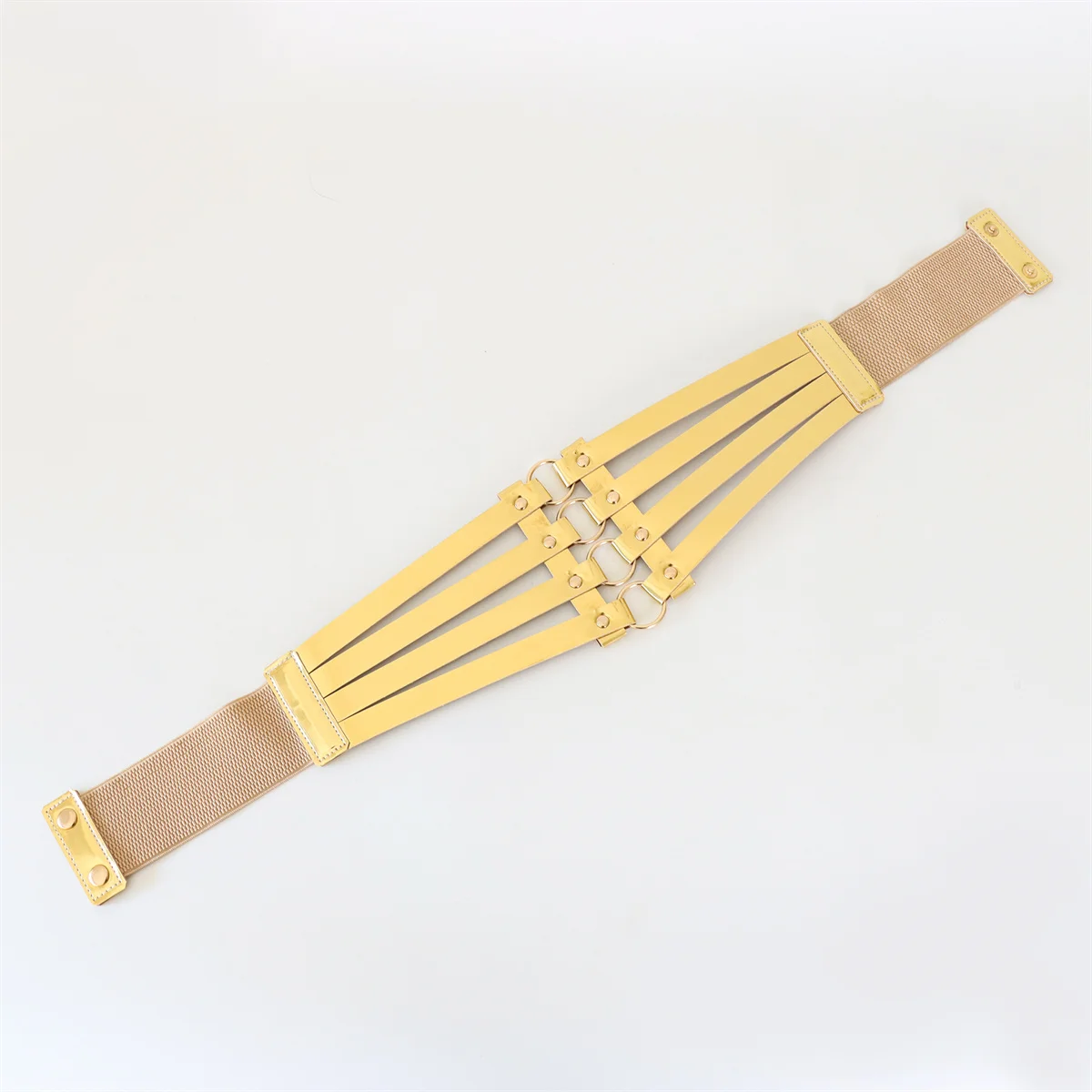 Personalizado oco Out Golden Elastic Cinto, Street Punk Estilo Cintura, Adequado para Festa