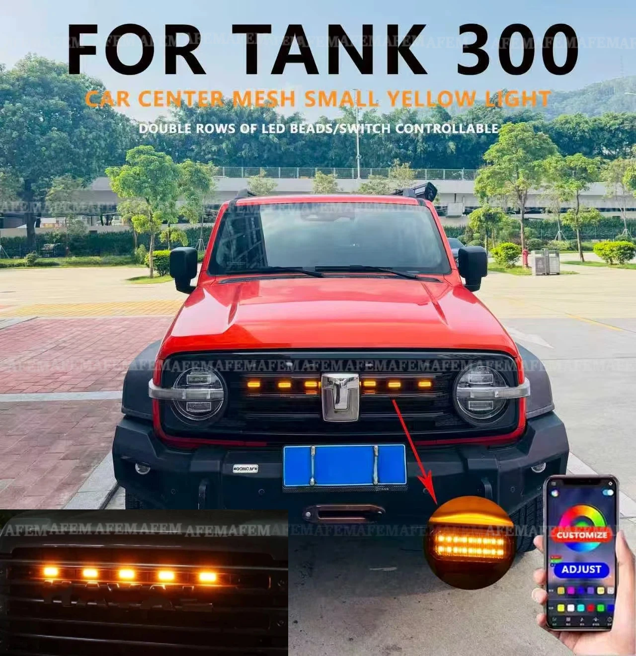 LED Front Grille Light For TANK 300 Car Daytime Running Light Wheel Eyebrow Lamp For Pickup Offroad 12V